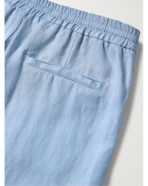 Canali Schmal geschnittene Hose aus Leinen mit Kordelzugbund in Blue für Herren