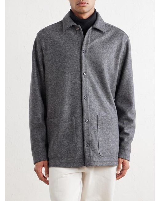 Thom Sweeney Gray Cashmere-Blend Overshirt for men