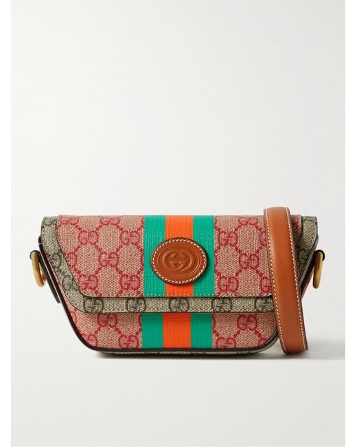 Gucci Multicolor GG Mini Leather-trimmed Monogrammed Coated-canvas Messenger Bag for men