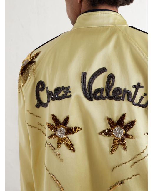 Valentino Garavani Natural Embellished Satin Bomber Jacket for men