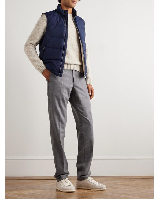 Eleventy Blue Quilted Tech Wool-Blend Down Gilet for men