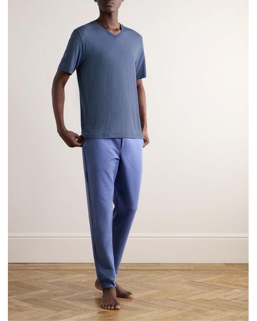 Hanro Blue Stretch-Jersey T-Shirt for men