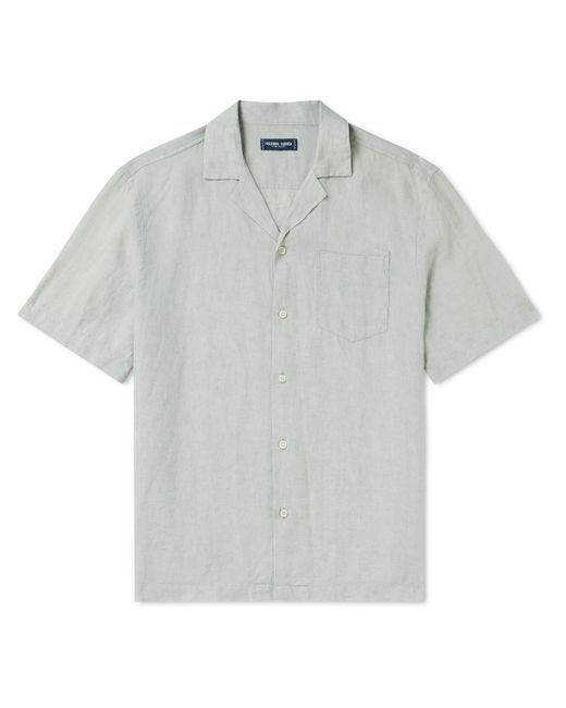 Frescobol Carioca Gray Angelo Camp-collar Linen Shirt for men