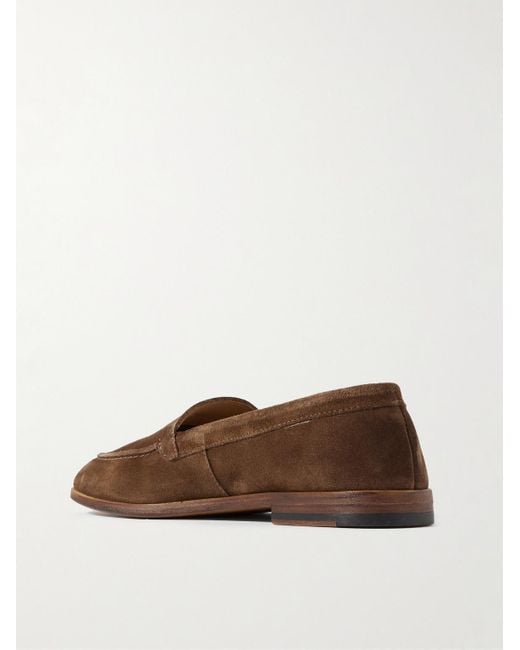 Drake's Brown Henri Summer Suede Loafers for men