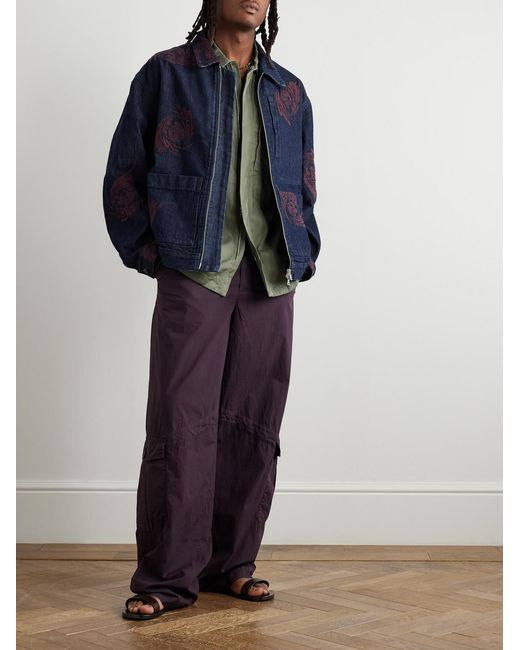 Dries Van Noten Blue Embroidered Denim Jacket for men