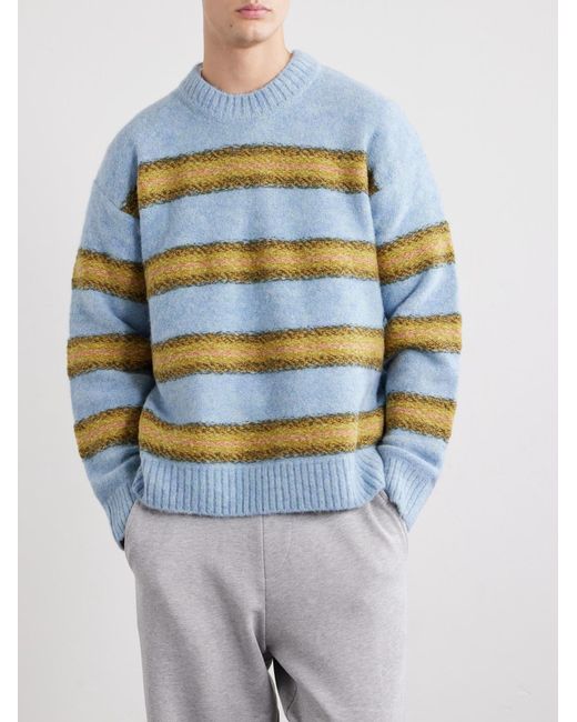 Dries Van Noten Blue Master Striped Alpaca-blend Sweater for men