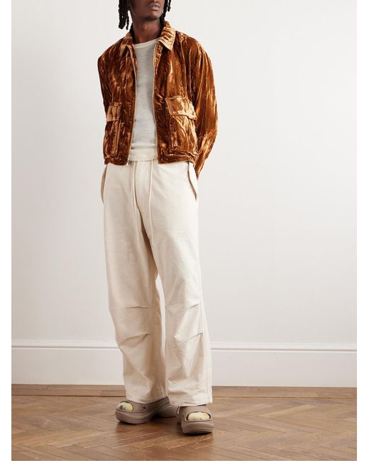 Collina Strada Brown Mechanic Crushed-Velvet Jacket for men