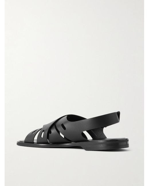 John Lobb White Seaford Woven Leather Sandals for men