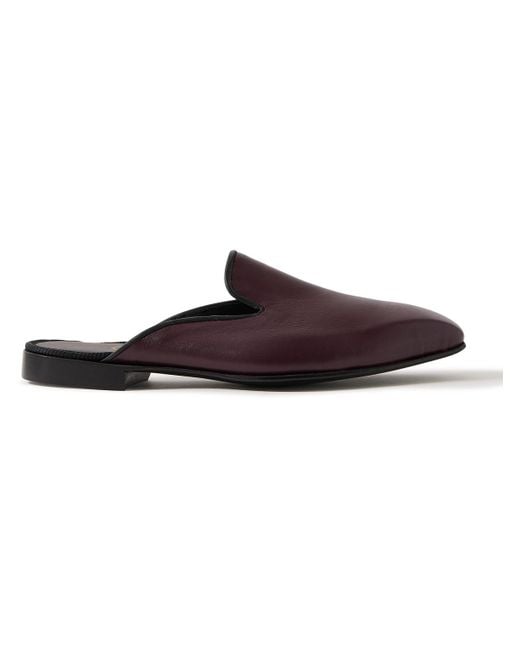 George Cleverley Brown Leather Backless Loafers for men