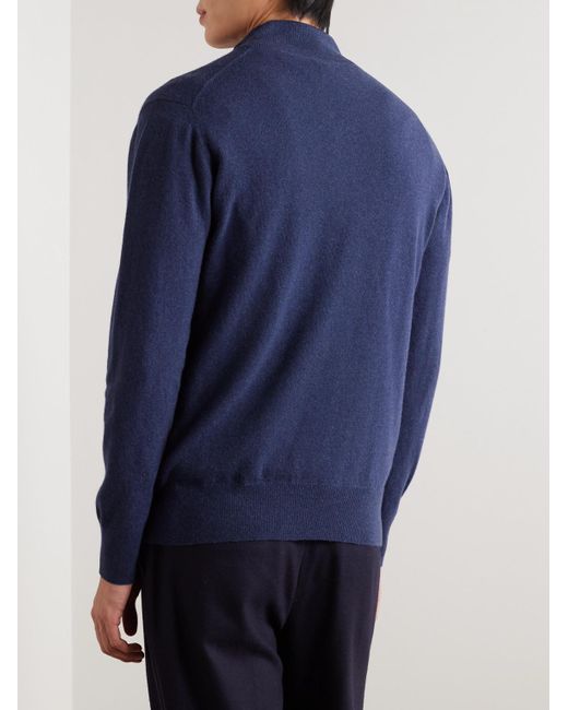 Kingsman Blue Wade Merino Wool And Cashmere-blend Half-zip Sweater for men