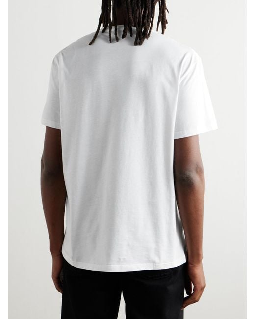 Alexander McQueen White Logo-flocked Cotton-jersey T-shirt for men