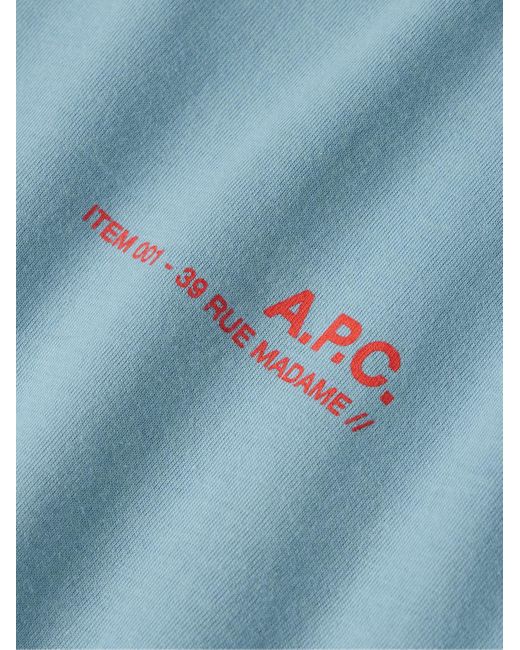 T-shirt in jersey di cotone con logo di A.P.C. in Blue da Uomo