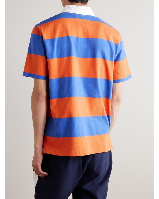 Polo Ralph Lauren Orange Striped Cotton-Jersey Polo Shirt for men