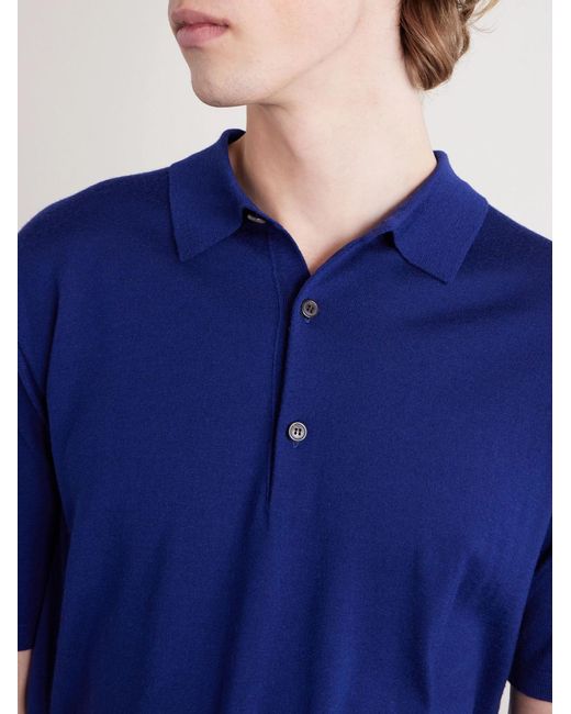 Dries Van Noten Blue Merino Wool Polo Shirt for men