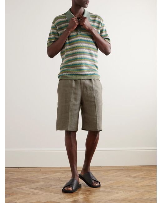 Piacenza 1733 Gray Tapered Linen-Twill Bermuda Shorts for men