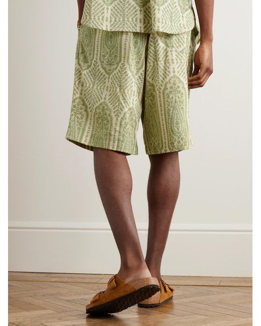 Kardo Natural Straight-leg Printed Cotton Drawstring Shorts for men