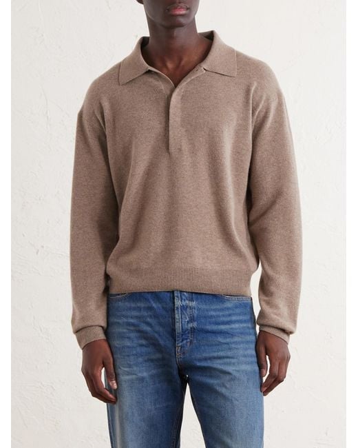 Saint Laurent Natural Wool Polo Sweater for men