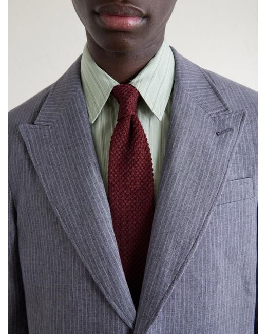Oliver Spencer Blue Wilkins Pinstriped Linen Suit Jacket for men