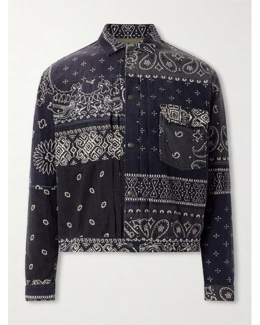 Kapital Blue Reversible Bandana-Print Cotton-Flannel Jacket for men