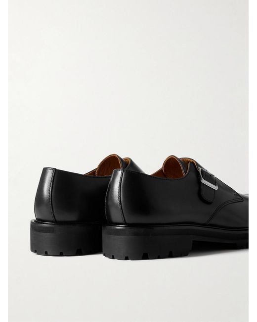 Mr P. Black Jacques Leather Monk-Strap Shoes for men