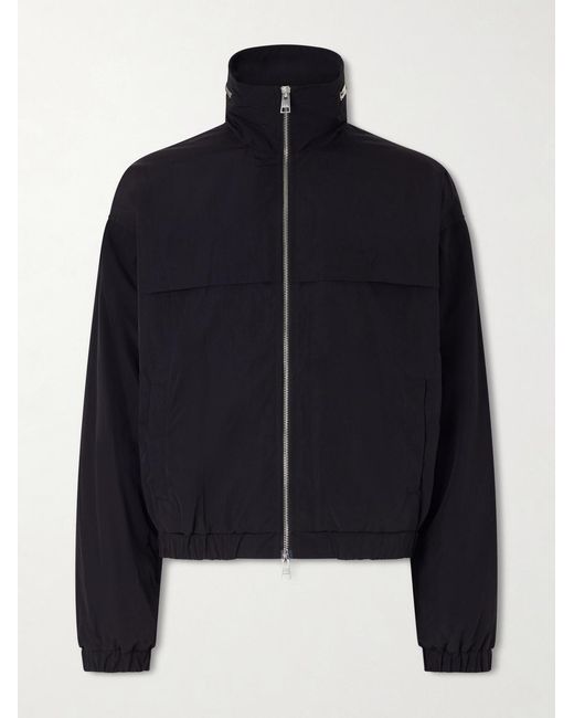 AMI Blue Cropped Logo-Embroidered Shell Jacket for men