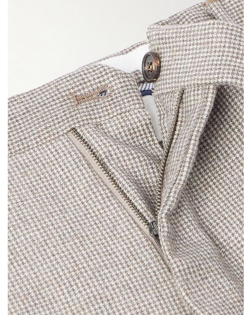 Slowear Gray Venezia 1951 Slim-Fit Pleated Checked Wool Trousers for men