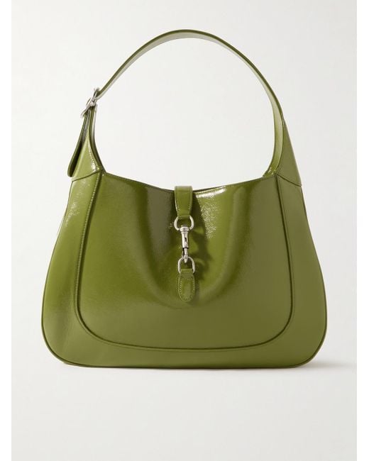 Gucci Green Jackie Patent-Leather Messenger Bag for men
