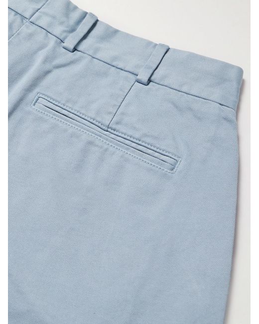 Beams Plus Blue Wide-Leg Distressed Cotton-Gabardine Bermuda Shorts for men