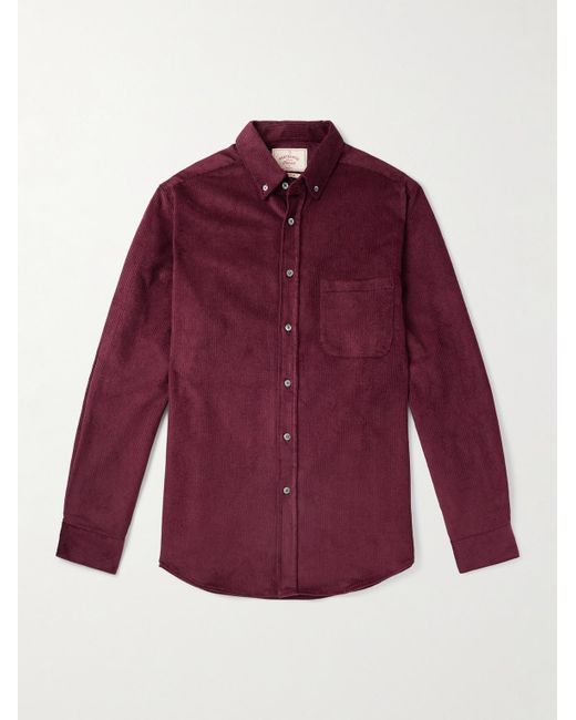 Portuguese Flannel Purple Lobo 2.0 Button-down Collar Cotton-corduroy Shirt for men