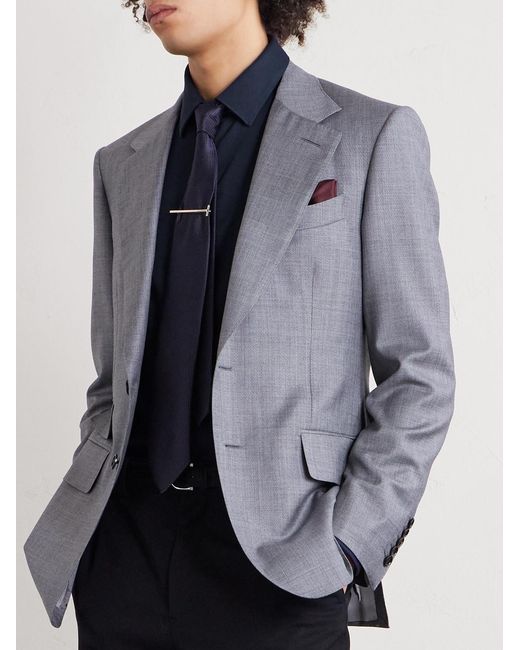Canali Blue Travel Slim-fit Cutaway-collar Stretch-cotton Jersey Shirt for men