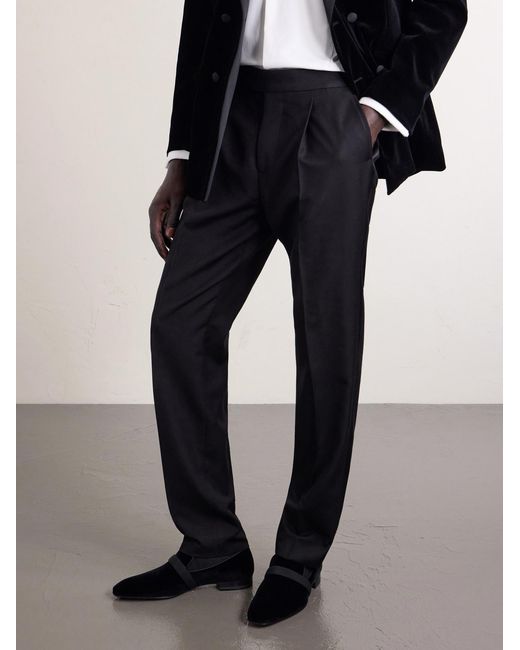 Christian Louboutin Black Dandydeco Grosgrain-Trimmed Velour Loafers for men