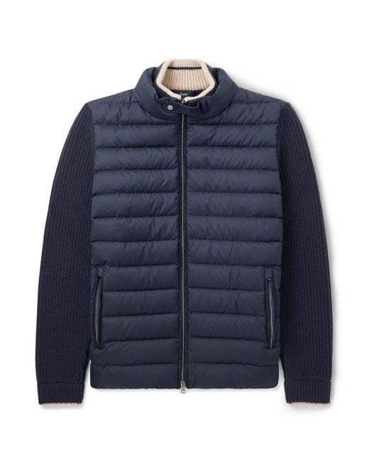 Herno Blue Slim-Fit Wool And Quilted Shell Down Jacket for men