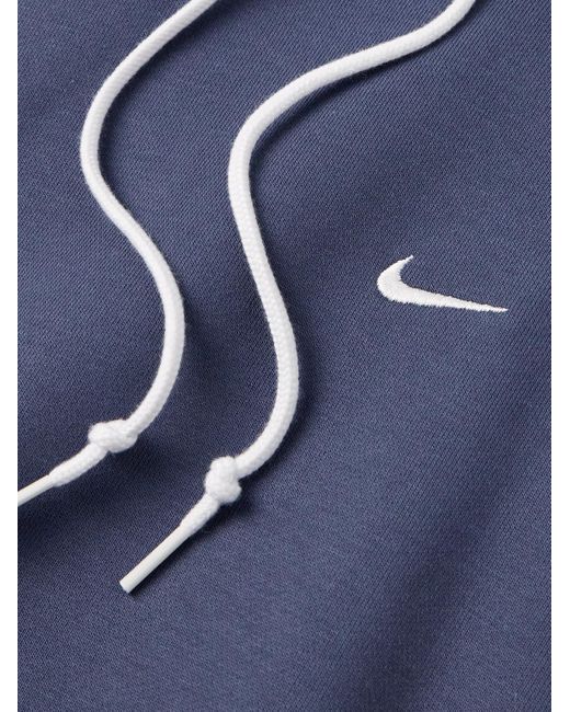 Nike Blue Solo Swoosh Logo-embroidered Cotton-blend Jersey Hoodie for men