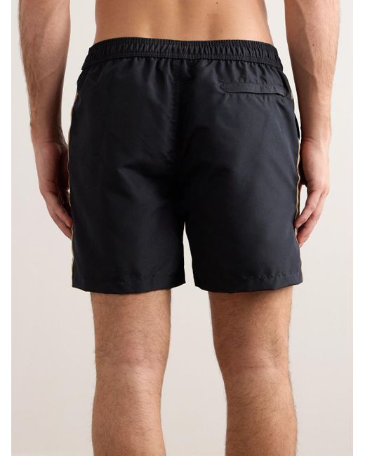 Paul Smith Black Slim-fit Mid-length Striped Recycled Swim Shorts for men