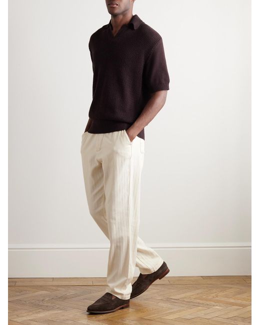 Oliver Spencer Natural Straight-leg Herringbone Cotton Trousers for men