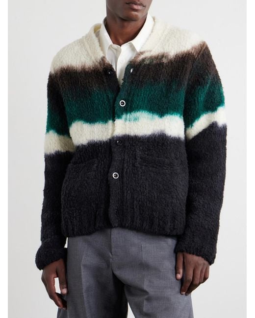 Sacai Black Chusen-Dyed Wool-Blend Cardigan for men