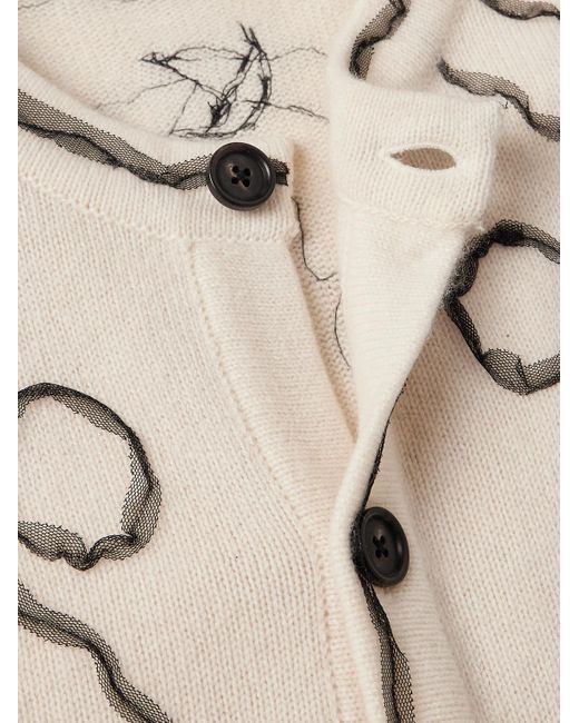 Bode Natural Winter Garden Tulle-appliquéd Cashmere Cardigan for men