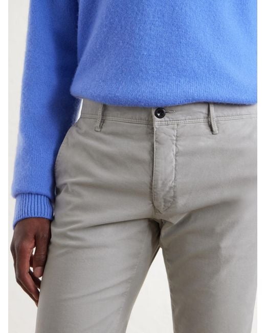 Slowear Gray Straight-Leg Stretch-Cotton Trousers for men