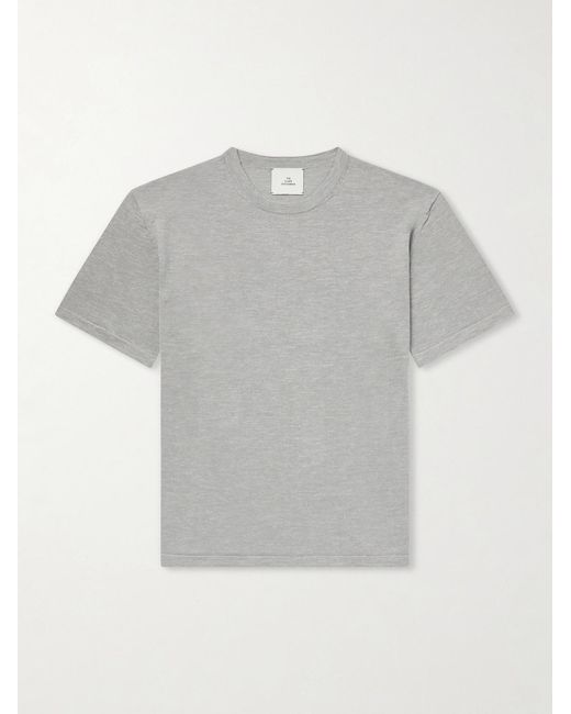 The Elder Statesman Gray Lenny Ribbed Wool, Silk And Linen-Blend T-Shirt for men