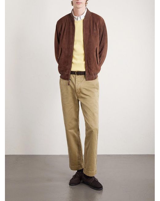 Polo Ralph Lauren Brown Logo-embroidered Suede Bomber Jacket for men