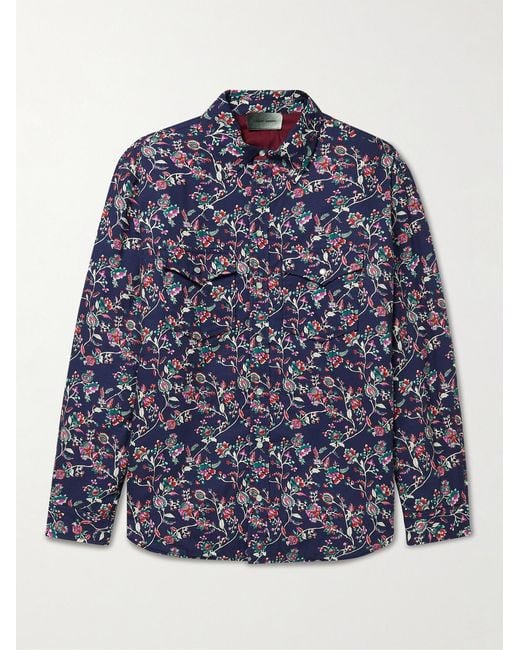 Isabel Marant Blue Valdy Reversible Floral-Print Padded Cotton Overshirt for men
