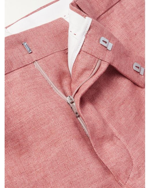 Mr P. Pink Phillip Tapered Linen Suit Trousers for men