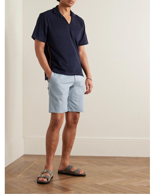 Paul Smith Blue Straight-leg Organic Cotton-blend Twill Shorts for men