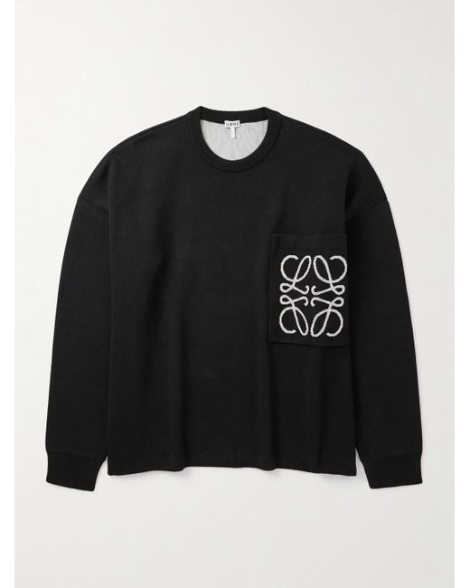 Loewe Black Anagram Logo-Intarsia Knitted Sweater for men