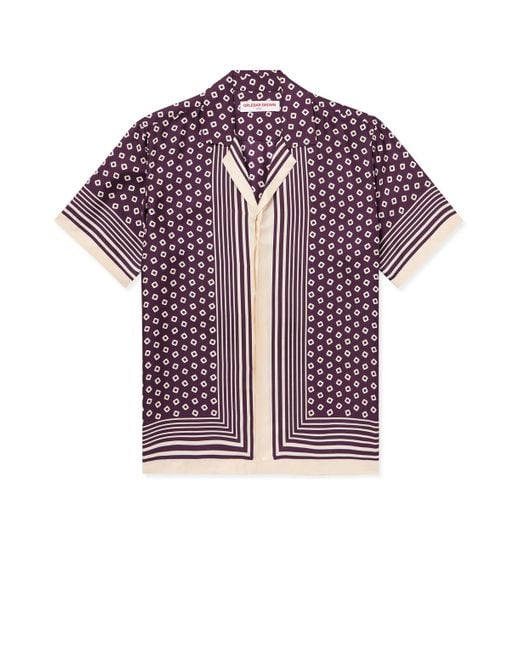 Orlebar Brown Purple Maitan Camp-Collar Printed Silk-Twill Shirt for men