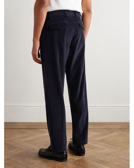 Umit Benan Blue Tony Tapered Cotton And Cashmere-Blend Corduroy Trousers for men
