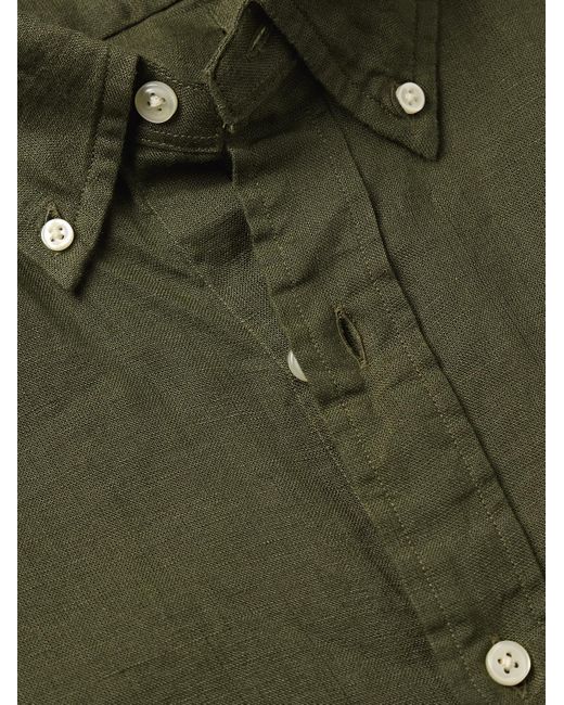 Polo Ralph Lauren Hemd aus Leinen mit Logostickerei und Button-Down-Kragen in Green für Herren