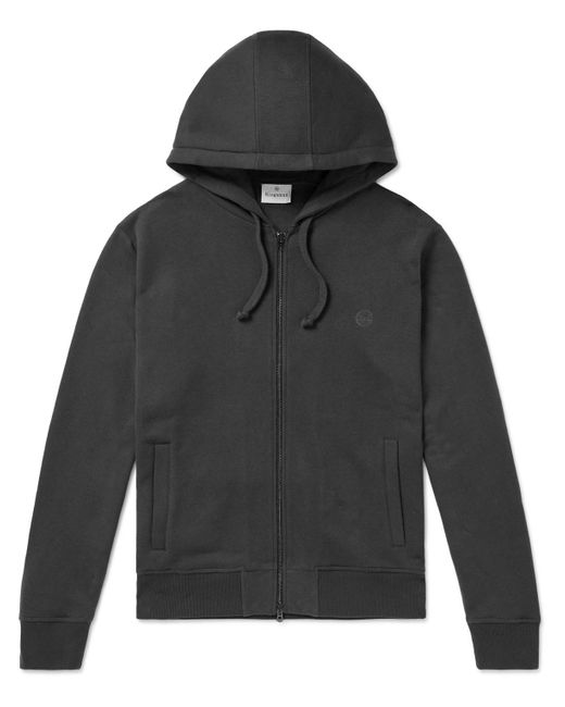 Kingsman Black Logo-embroidered Cotton And Cashmere-blend Jersey Zip-up Hoodie for men
