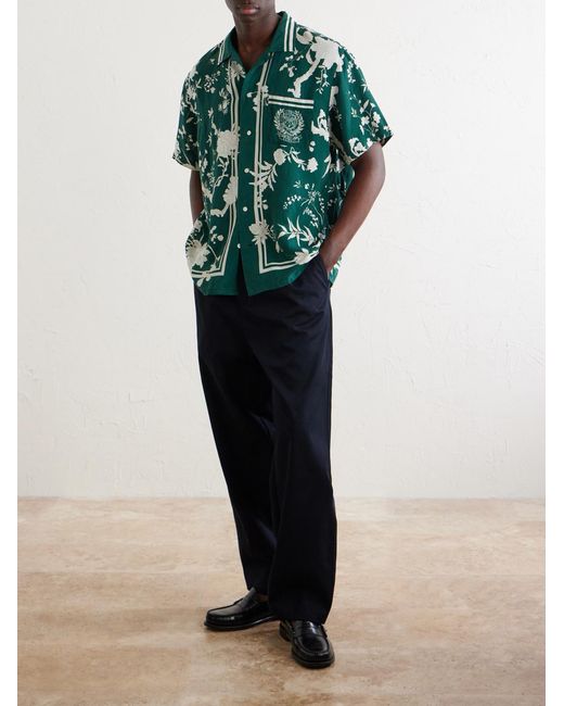 Polo Ralph Lauren Green Wimbledon Printed Linen And Silk-Blend Shirt for men