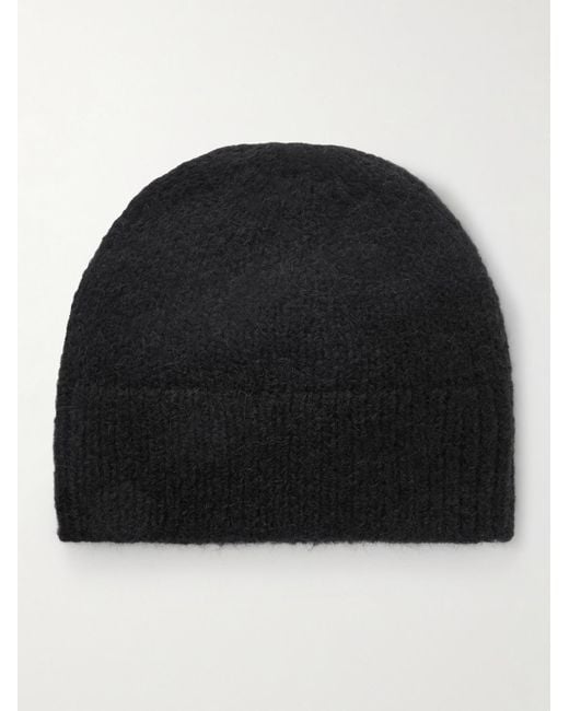 Dries Van Noten Black Ribbed Alpaca-Blend Beanie for men